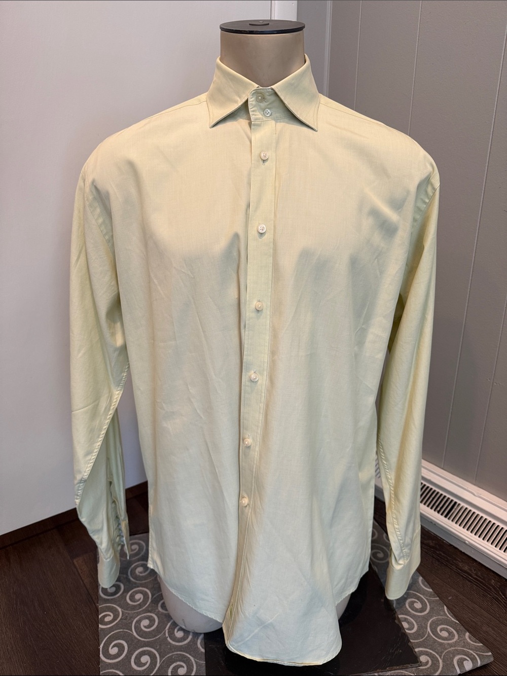 Tailorbyrd Men’s XL Light Green Yellow Classic Dress Shirt